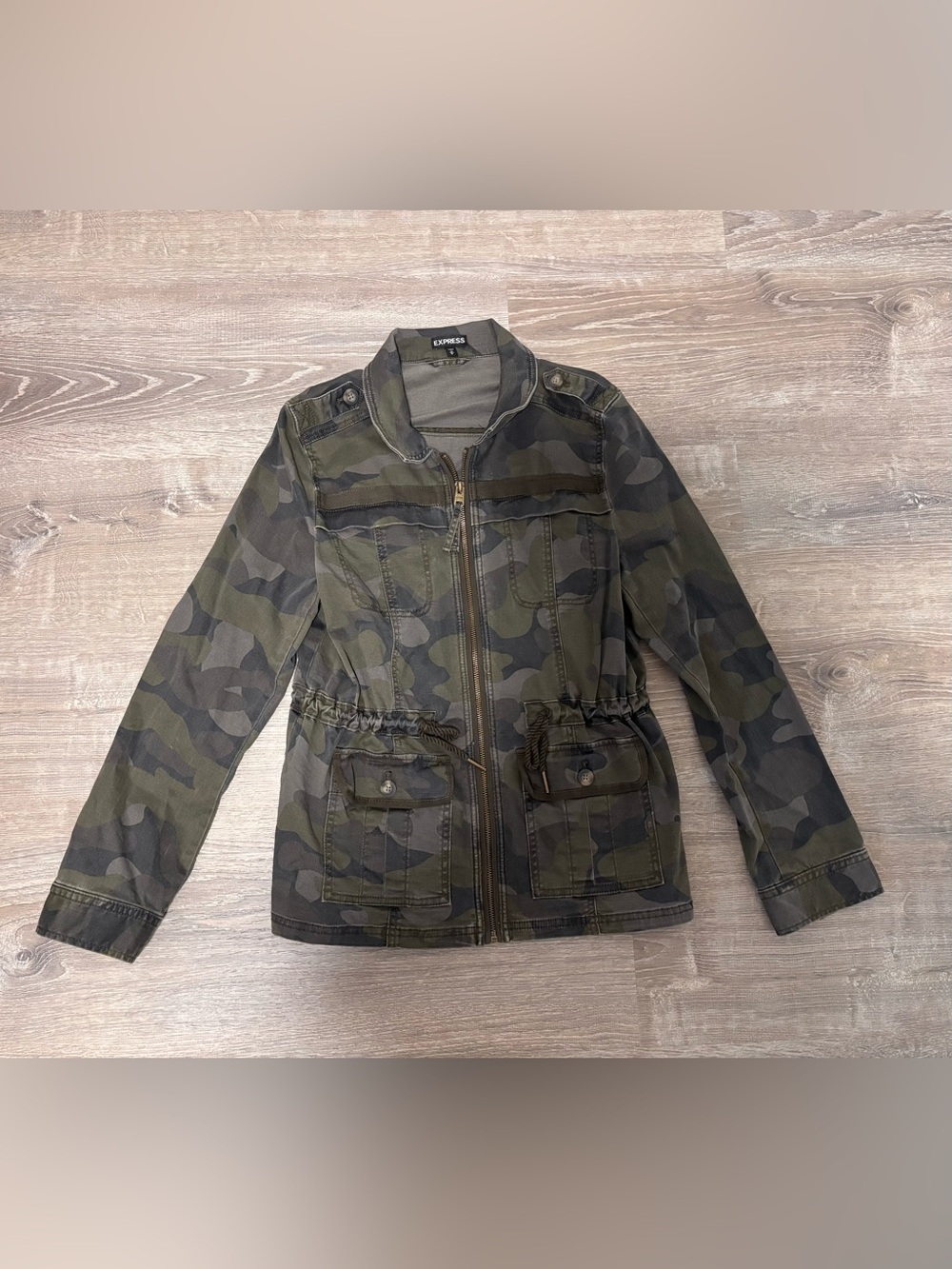 Express  Jacket Women M Camo Green Excellent Military Full Zip-up